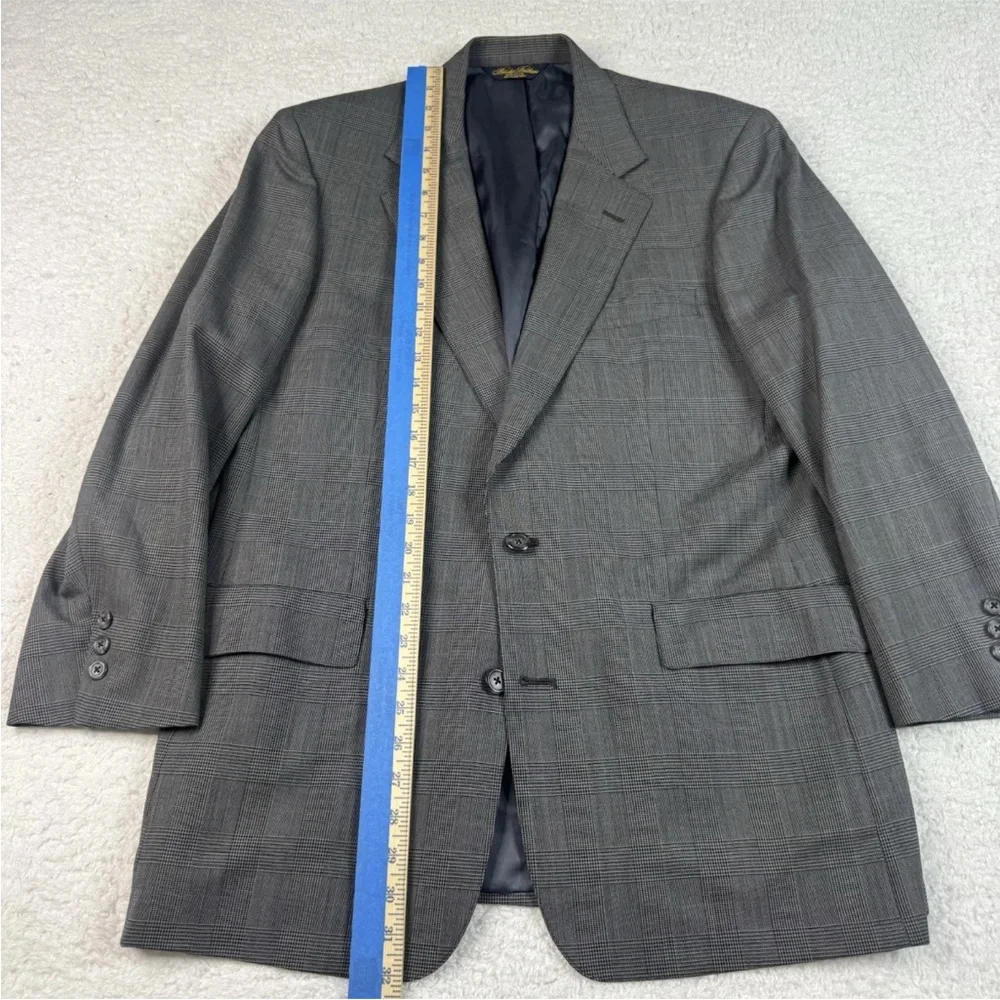 Vtg Brooks Brothers Blazer Plaid Wool‎ Sport Coat Jacket 41R USA Brown